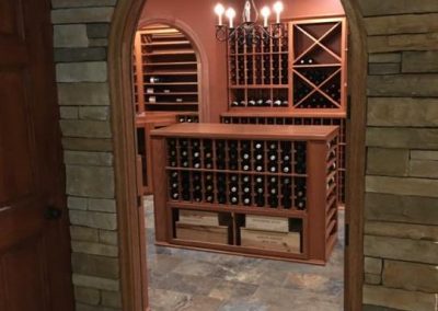 finished basement project wine tasting room