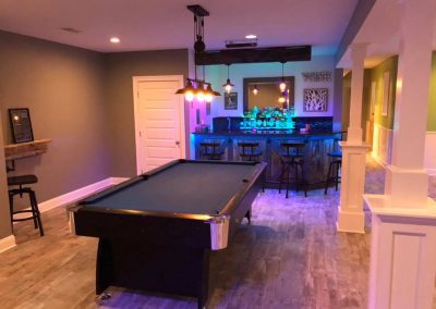 finished basement and gameroom